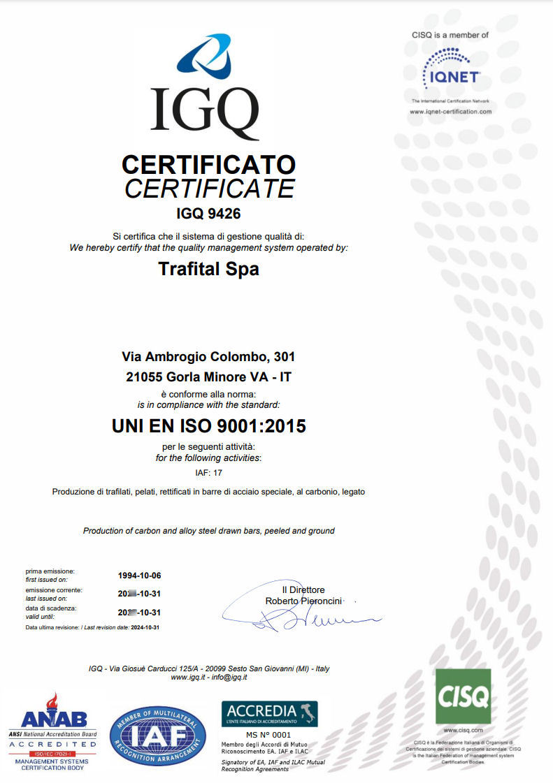 Trafital IGQ certification