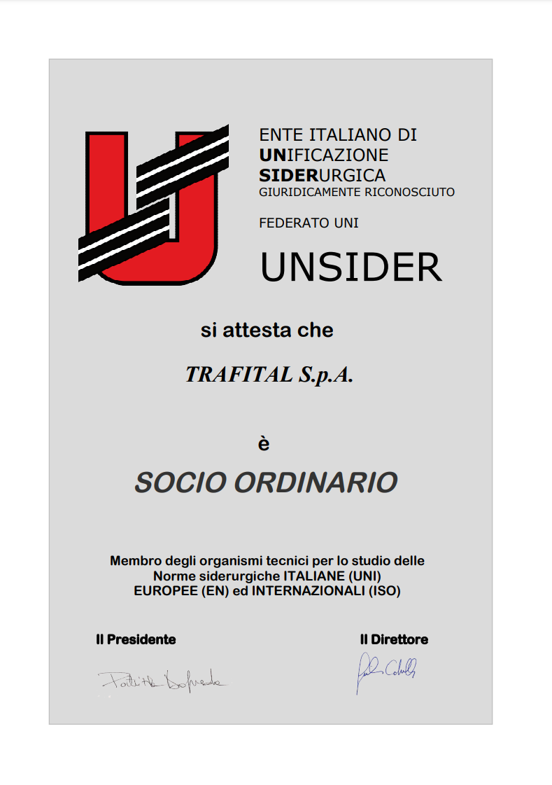 Trafital Unsider certification